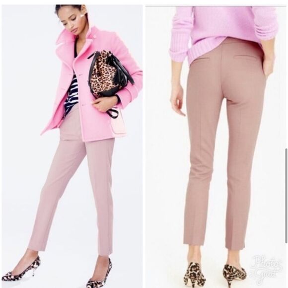 J. Crew cropped Dusty Pink Mauve Trousers work dressy women pants 6 wool blend - Picture 2 of 15